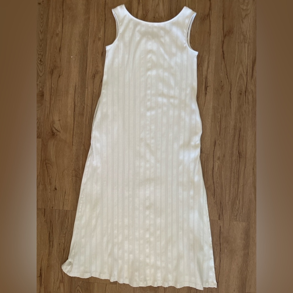 Mien Ribbed Organic Cotton Maxi Dress Size M Cream Made in USA